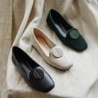 Genuine Leather Disc-accent Loafers
