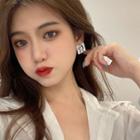 Face Stud Earring 1 Pair - S925 Silver Needle - White - One Size