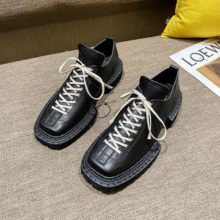 Square Neck Platform Lace Ups