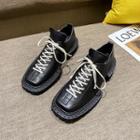 Square Neck Platform Lace Ups