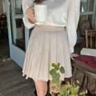 Horse-bit Pleated Miniskirt