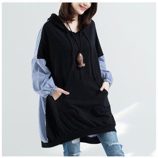 Striped Panel Oversized Hoodie
