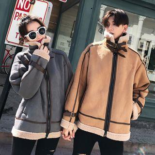 Couple Matching Belt-detail Zip Coat