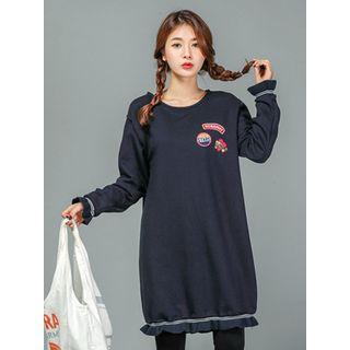Frill-hem Heart-patch T-shirt Dress