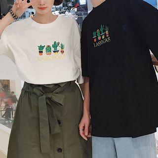 Couple Matching Cactus Print Short-sleeve T-shirt