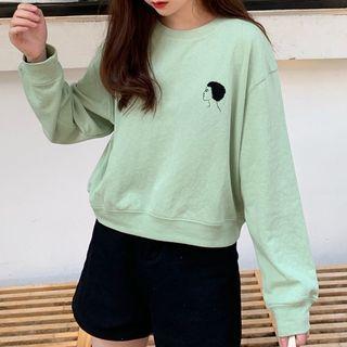 Print Drop-shoulder Long-sleeve Top
