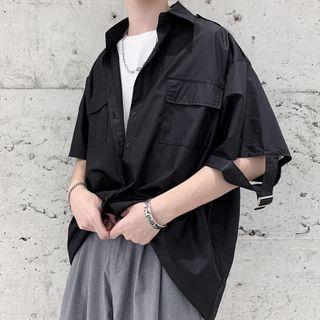 Short-sleeve Pocket Front Loose-fit Shirt