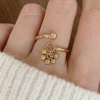 Bead Stainless Steel Open Ring Gold - One Size