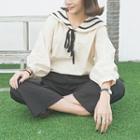 Striped Sailor Collar Long-sleeve Blouse