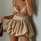 Spaghetti Strap Cut Out Mini A-line Dress