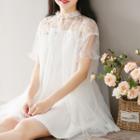 Embroidery Tulle Tunic With Slipdress