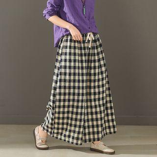 Wide-leg Plaid Pants 36-6 - Plaid - Black - One Size
