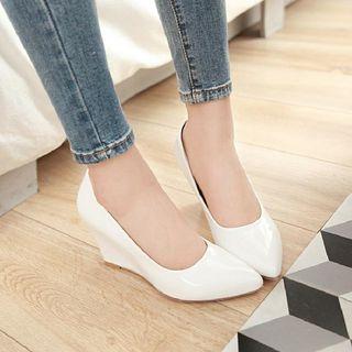 Pointy Toe Mirrored Wedge Pumps