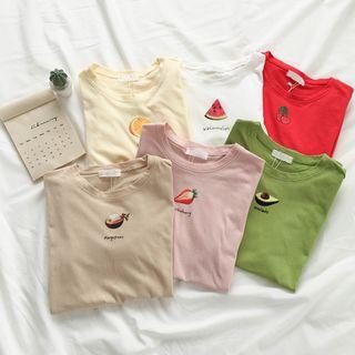 Fruit Print Short-sleeve T-shirt (various Designs)