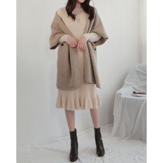 Ruffle-hem Rib-knit Dress