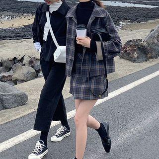Plaid Single-breasted Jacket / A-line Skirt / Dress Pants