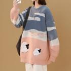 Color Block Sheep Patch Sweater