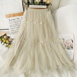 Reversible Ribbon-accent Midi Skirt