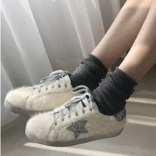 Glittered Star Furry Sneakers