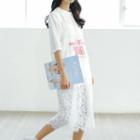 Set: Print Short-sleeve T-shirt + Lace Spaghetti Strap Dress