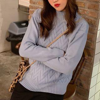 Mock Neck Chevron Stripe Sweater