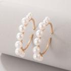 Faux Pearl Hoop Earring 20633 - 1 Pair - Gold & White - One Size