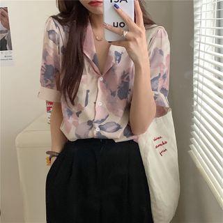 Print Single-breasted Short-sleeve Shirt