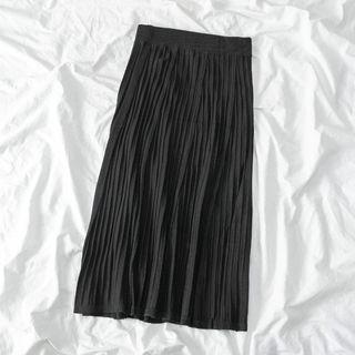 Knitted Pleated A-line Skirt