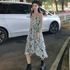Spaghetti-strap Print Asymmetrical A-line Dress