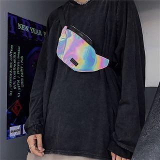 Iridescent Canvas Sling Bag As Shown In Figure - One Size