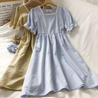 Square Neck Puff-sleeve Maxi Dress