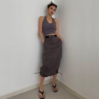 Detachable High-waist Midi Skirt