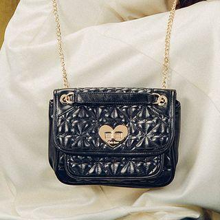 Quilted Chain Strap Crossbody Bag Black - One Size
