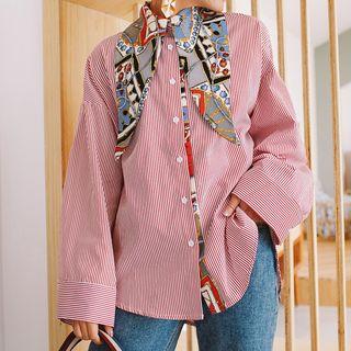 Pinstriped Flared-sleeve Shirt
