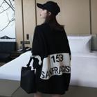 Letter Oversized Sweater Black - One Size