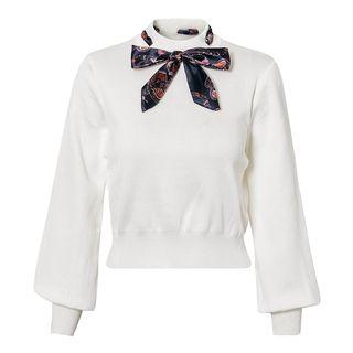 Bow Accent Cropped Sweater
