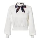 Bow Accent Cropped Sweater