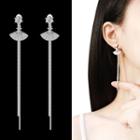 Rhinestone Fan Fringed Earring 1 Pair - Sterling Silver Needle - Drop Earring - One Size
