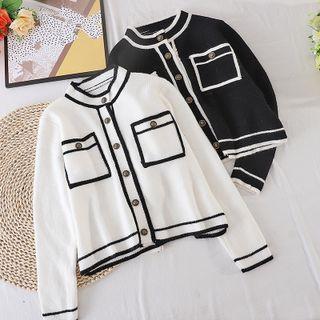 Round-neck Color Block Knit Jacket