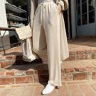Drawcord Wide Knit Pants Cream - One Size