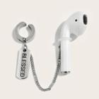 Lettering Airpods Retainer Earring 1 Pc - Silver - One Size
