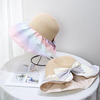 Gradient Ruffle Straw Sun Hat