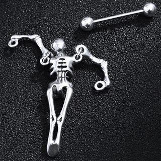 Stainless Steel Skeleton Drop Earring 1 Pc - Silver - One Size