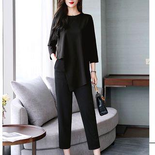 Set: 3/4-sleeve Top + Dress Pants