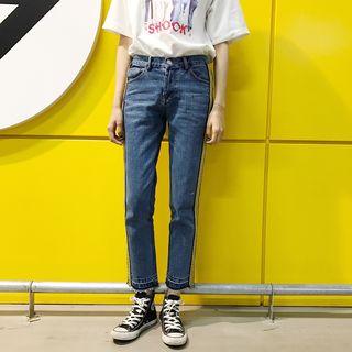 Embroidered Straight Cut Jeans