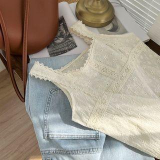 Eyelet Lace Camisole Top Off-white - One Size