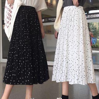 Heart Print Midi A-line Skirt
