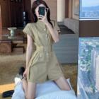 Short-sleeve Belted Romper