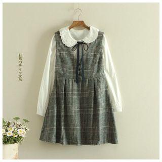 Plaid Sleeveless A-line Jumper Dress