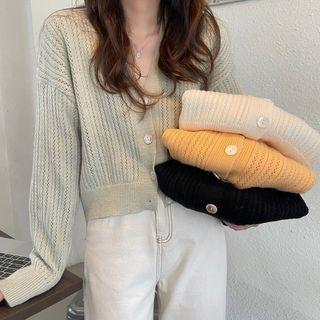V-neck Plain Cardigan Top